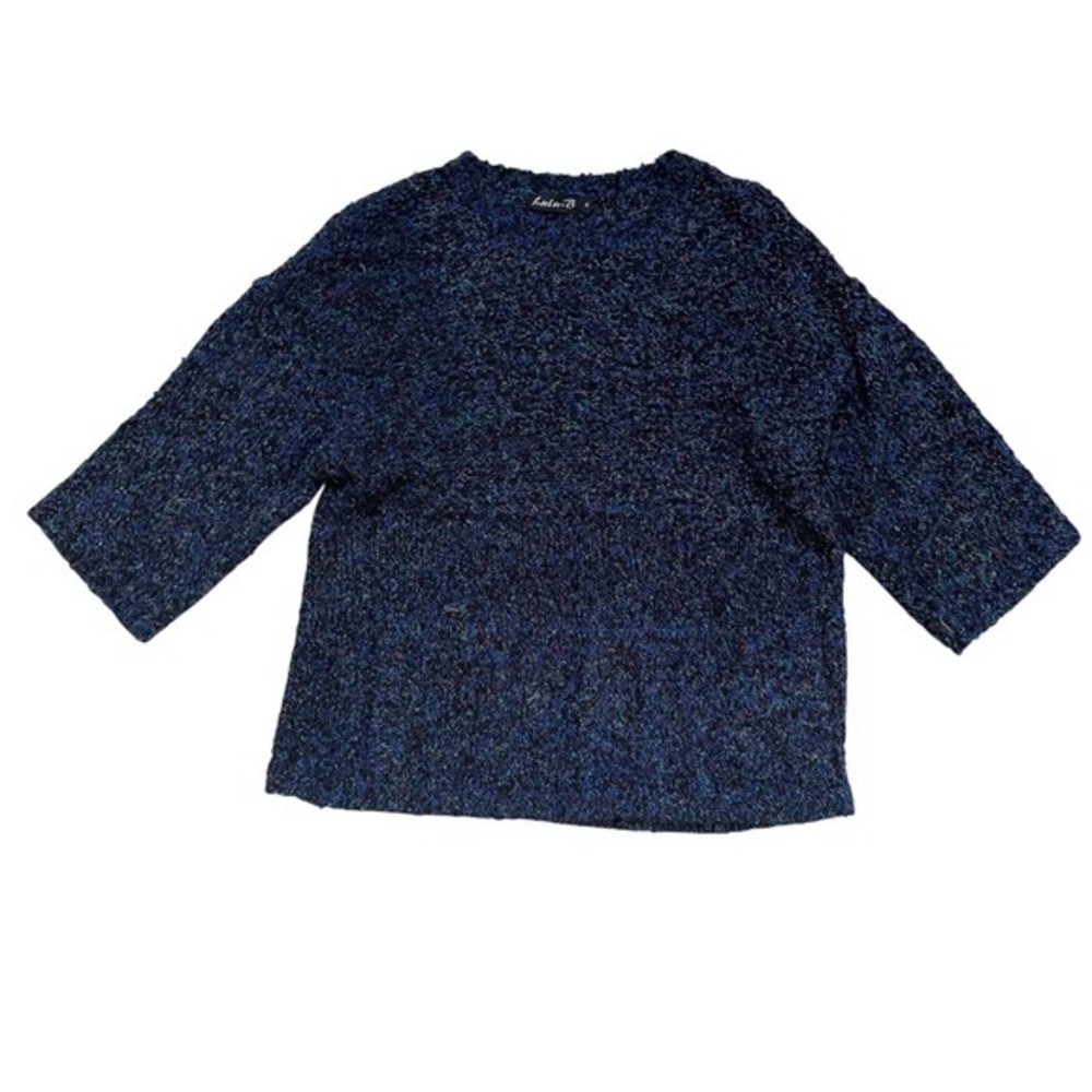 Lulu-B‎ Knit Sweater Colorful Textured Pullover 3/4 Sleeve Top Small